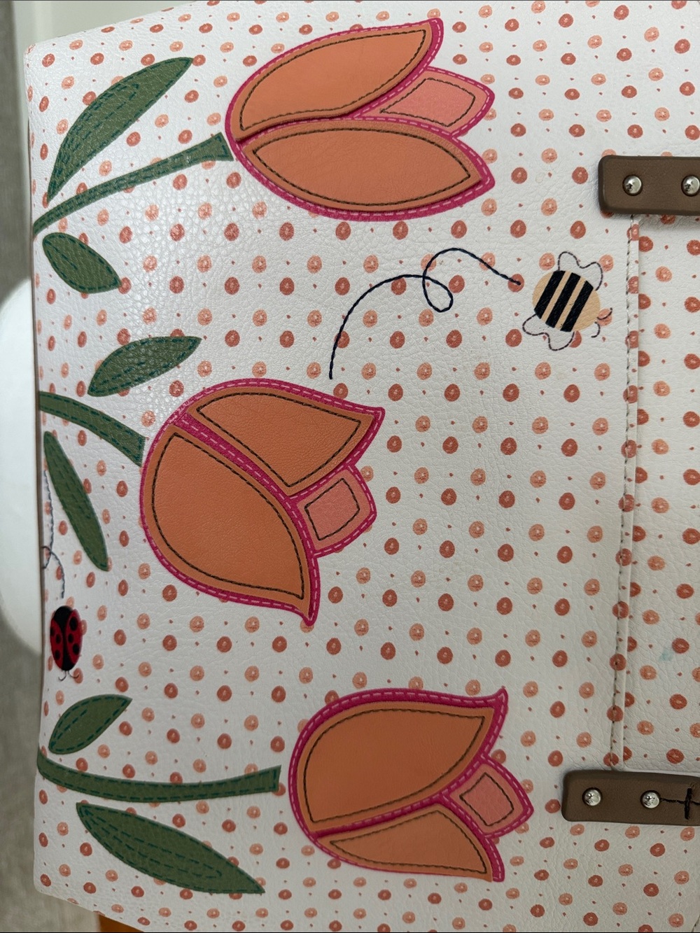 Relic Pink and Peach Tulip Appliqué Tote - Picture 2 of 10